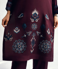 Winter Tales By Kaanthaa Stitched 2 Piece Winter Suit-Garnet Gush | 2 pc Stitched