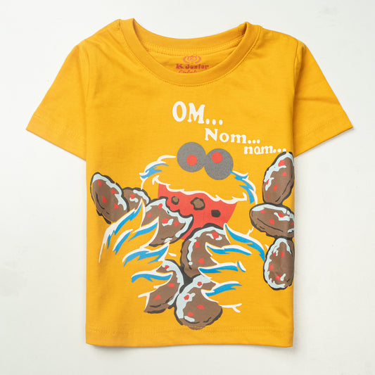 Kjunction Boys Half Sleeves-Printed T-Shirt (Om-Nom)