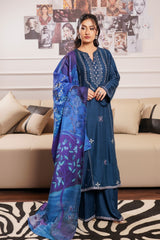 Modern Modesty By G Basics Gulmina Stitched 3 Piece Winter Suit-NAVY NIGHTS (3PC)