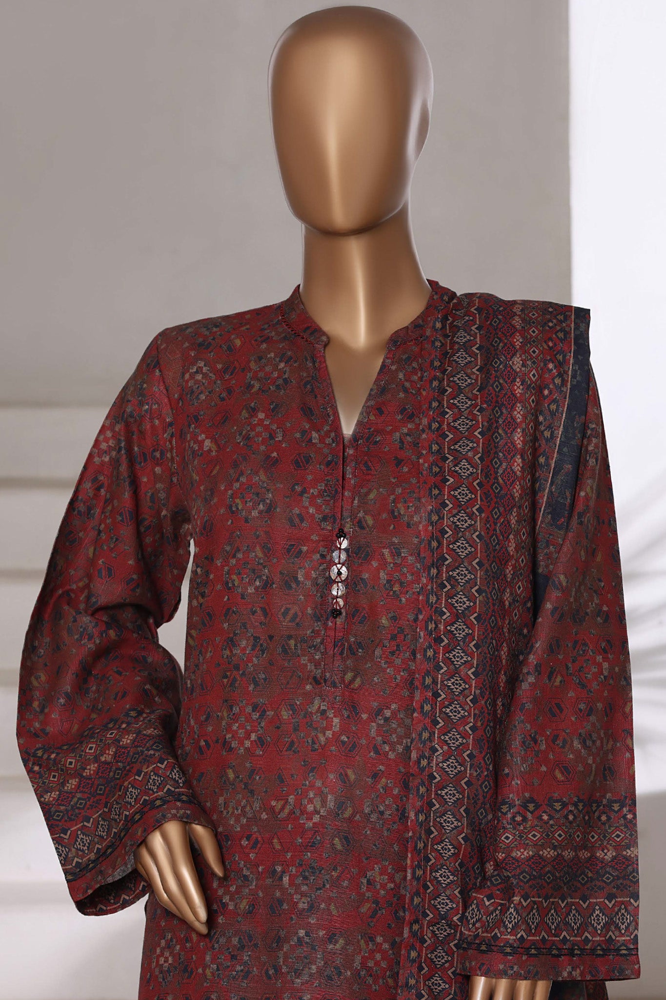 Sada Bahar Stitched 3 Piece Printed Khaddar Vol-01 Collection'2025-KD-PR-6241-Brown