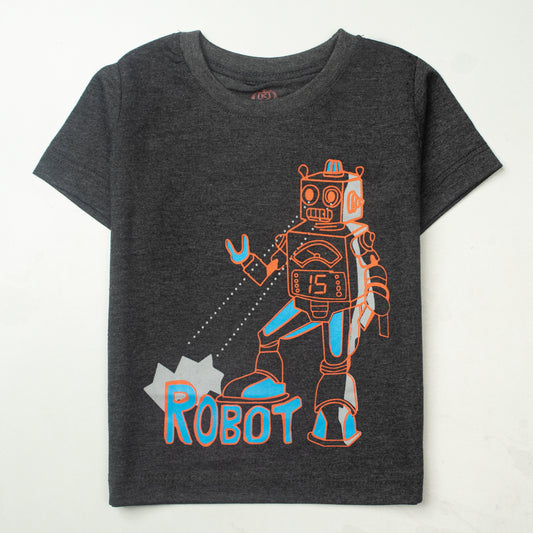 Kjunction Boys Half Sleeves-Printed T-Shirt (Robot)