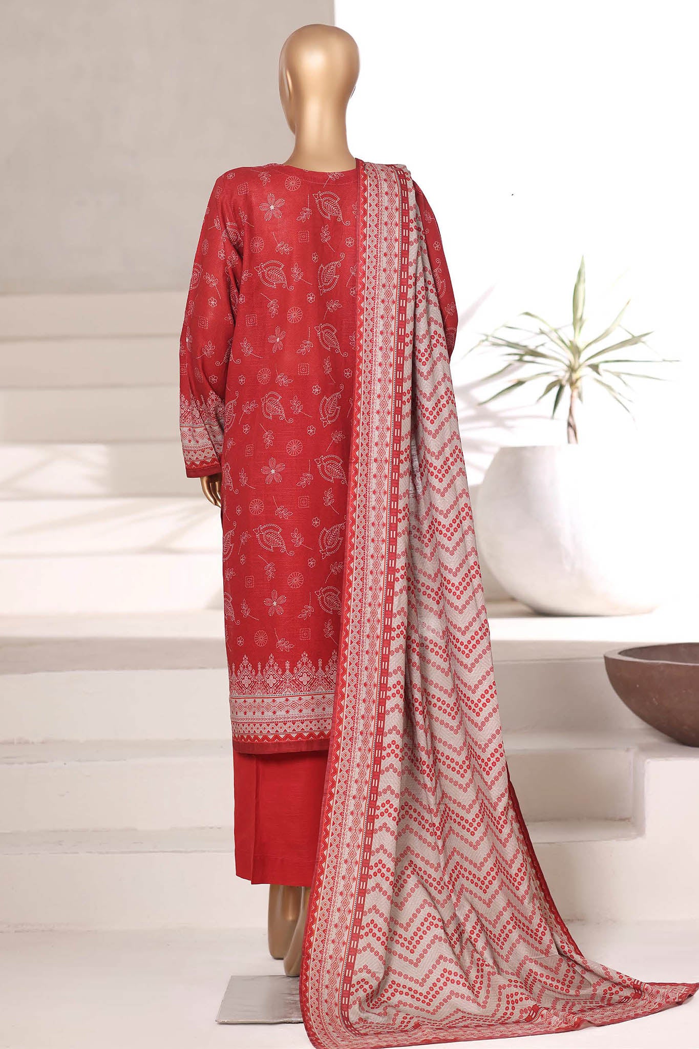 Sada Bahar Stitched 3 Piece Printed Khaddar Vol-02 Collection'2025-KD-PR-6550-Rust