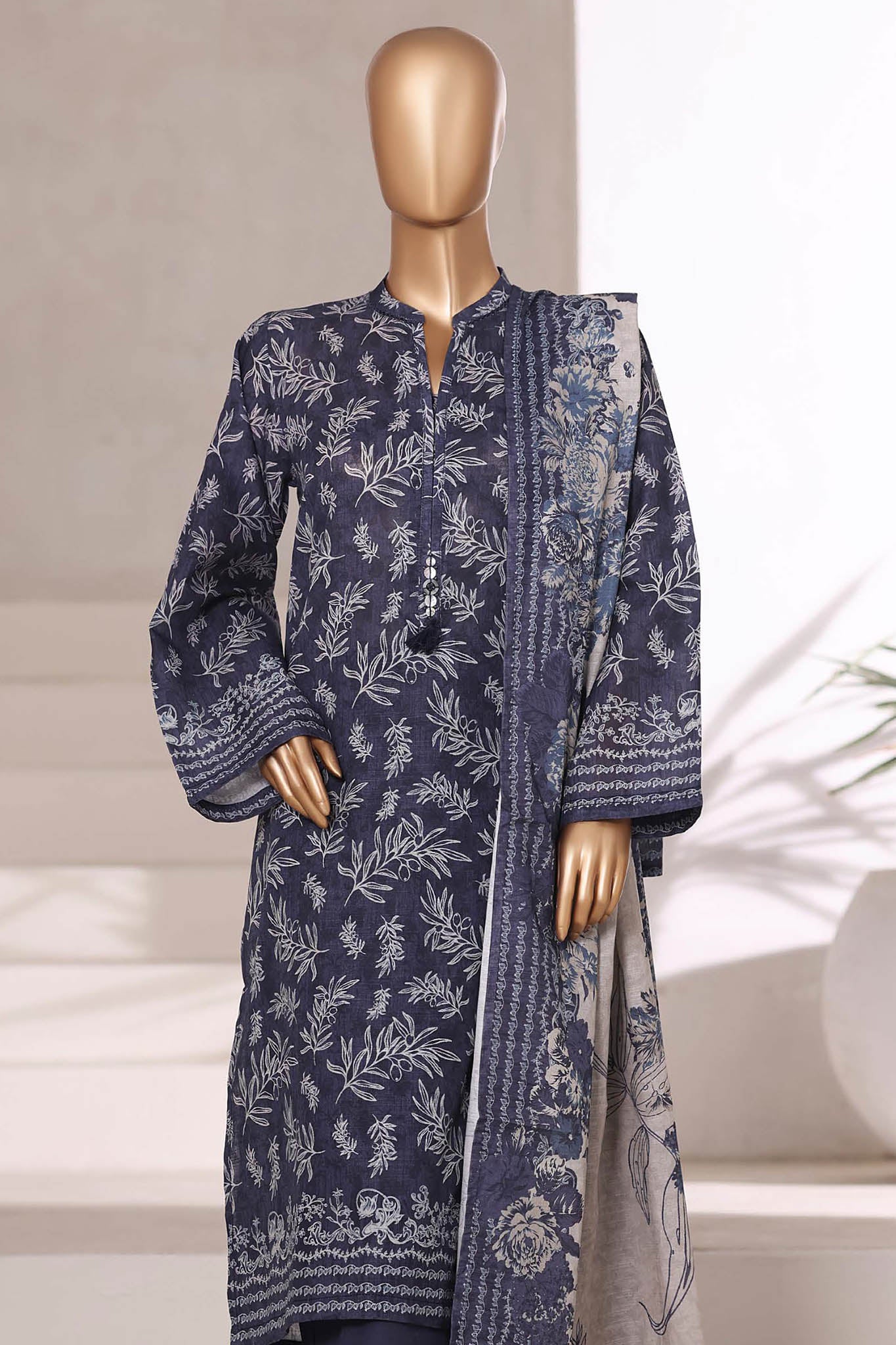 Sada Bahar Stitched 3 Piece Printed Khaddar Vol-02 Collection'2025-KD-PR-6554-Blue