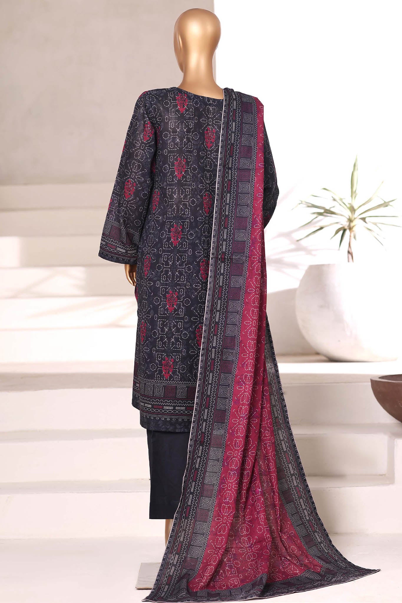 Sada Bahar Stitched 3 Piece Printed Khaddar Vol-02 Collection'2025-KD-PR-6560-Black
