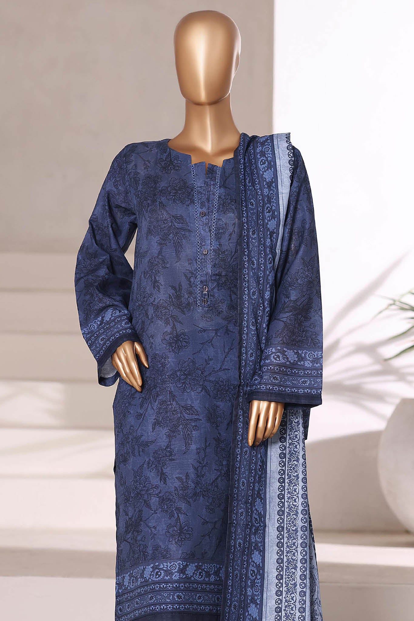 Sada Bahar Stitched 3 Piece Printed Khaddar Vol-02 Collection'2025-KD-PR-6564-Blue