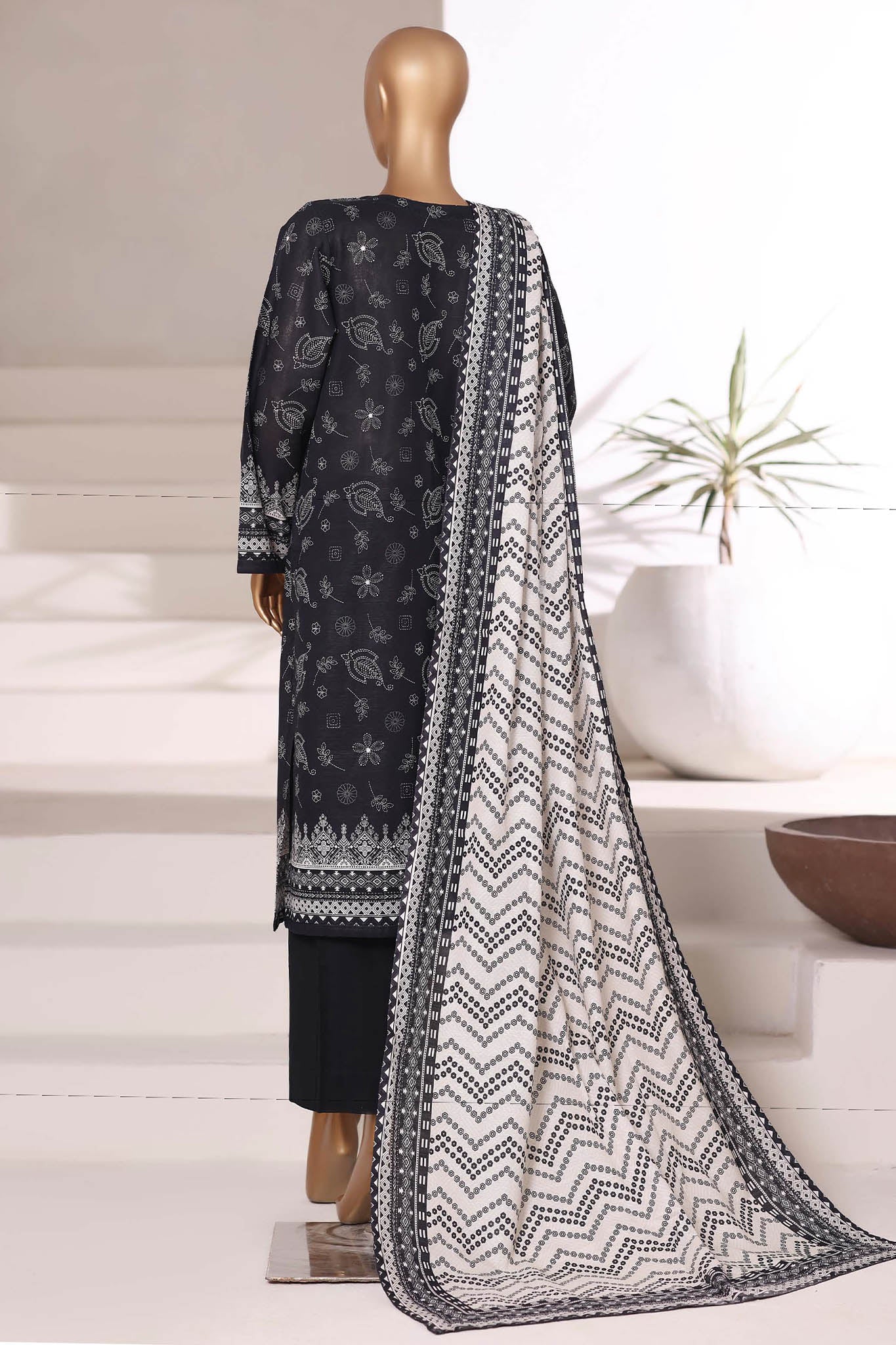 Sada Bahar Stitched 3 Piece Printed Khaddar Vol-02 Collection'2025-KD-PR-6566-Black