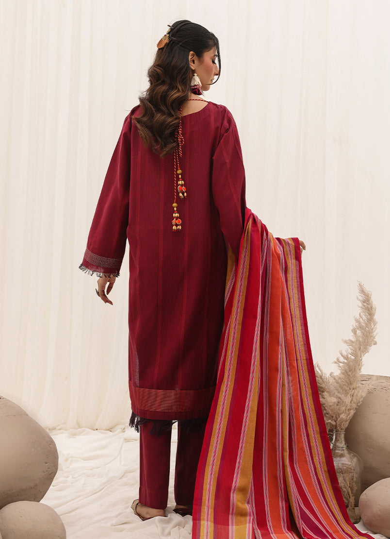 Zlooms 3 Pc Yarn Dyed Unstitched Suit - ZL25-C10-06