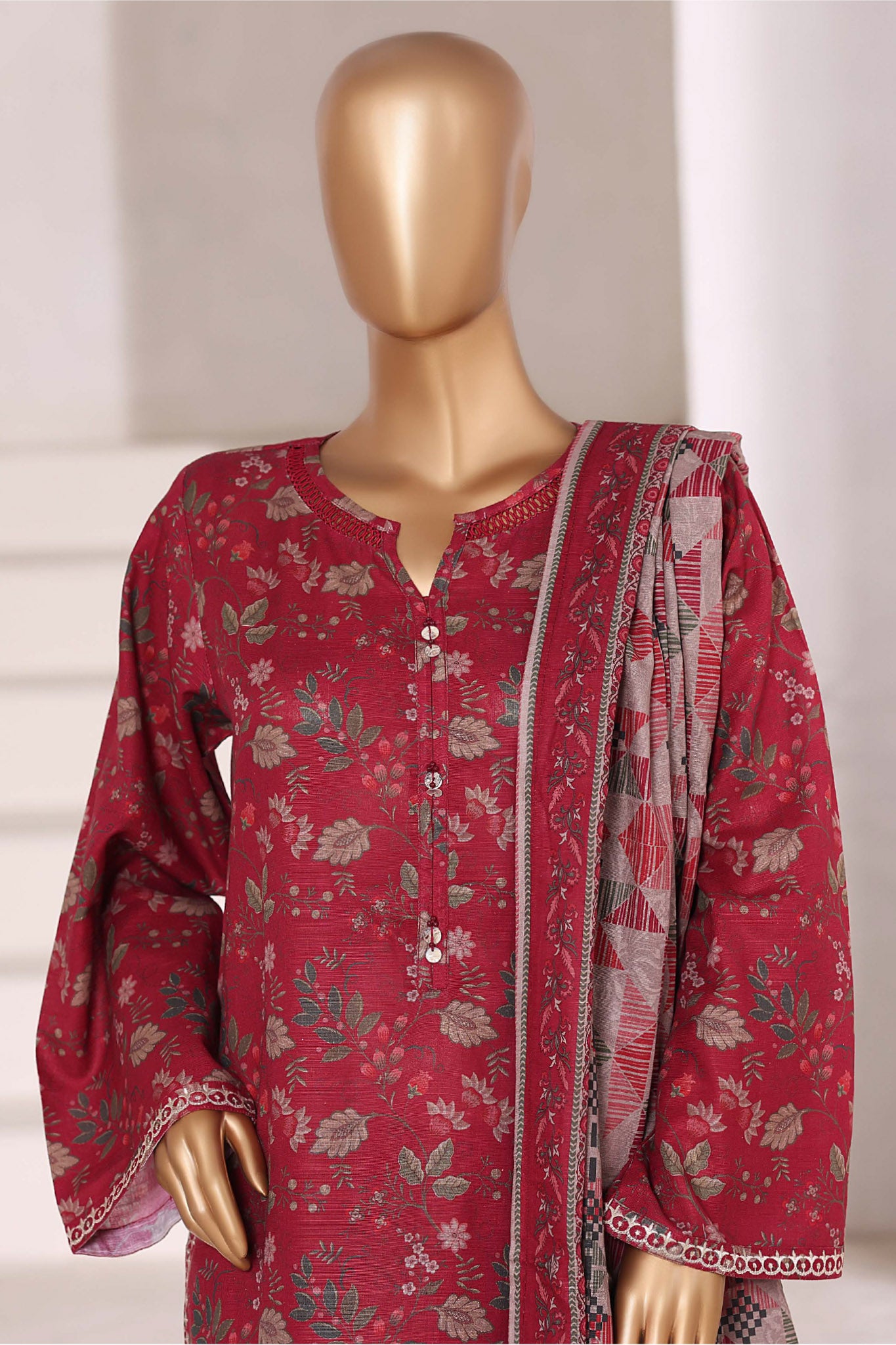 Sada Bahar Stitched 3 Piece Emb Khaddar Fall Collection'2025-EMB-6843-Maroon