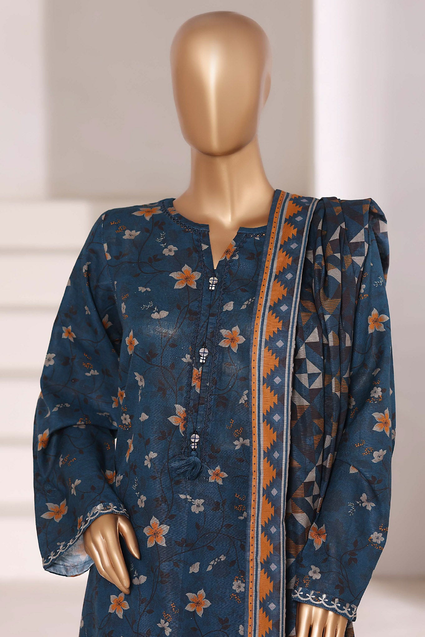 Sada Bahar Stitched 3 Piece Emb Khaddar Fall Collection'2025-EMB-6845-Blue