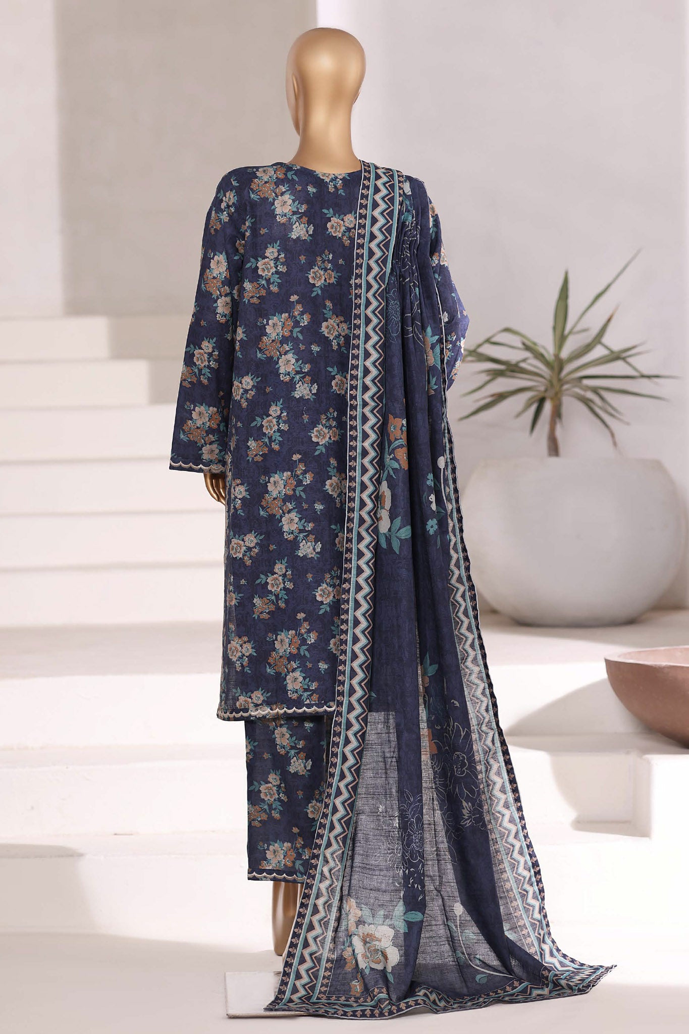 Sada Bahar Stitched 3 Piece Emb Khaddar Fall Collection'2025-EMB-6851-Navy Blue