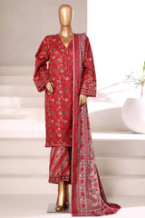 Malika By Sada Bahar Stitched 3 Piece Khaddar Vol-02 Collection'2025-MK-6856-Maroon