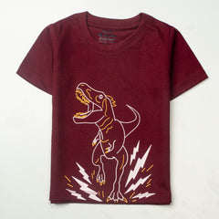 Kjunction Boys Half Sleeves-Printed T-Shirt (Dino)