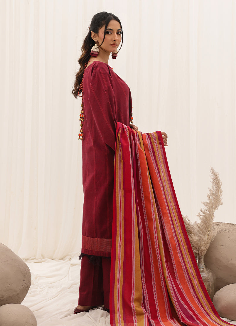 Zlooms 3 Pc Yarn Dyed Unstitched Suit - ZL25-C10-06