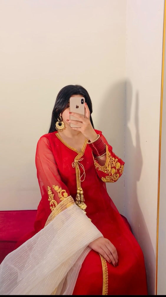 Urban Cut 3 Piece Laurex Embroidered Angrakha Suit- Linned