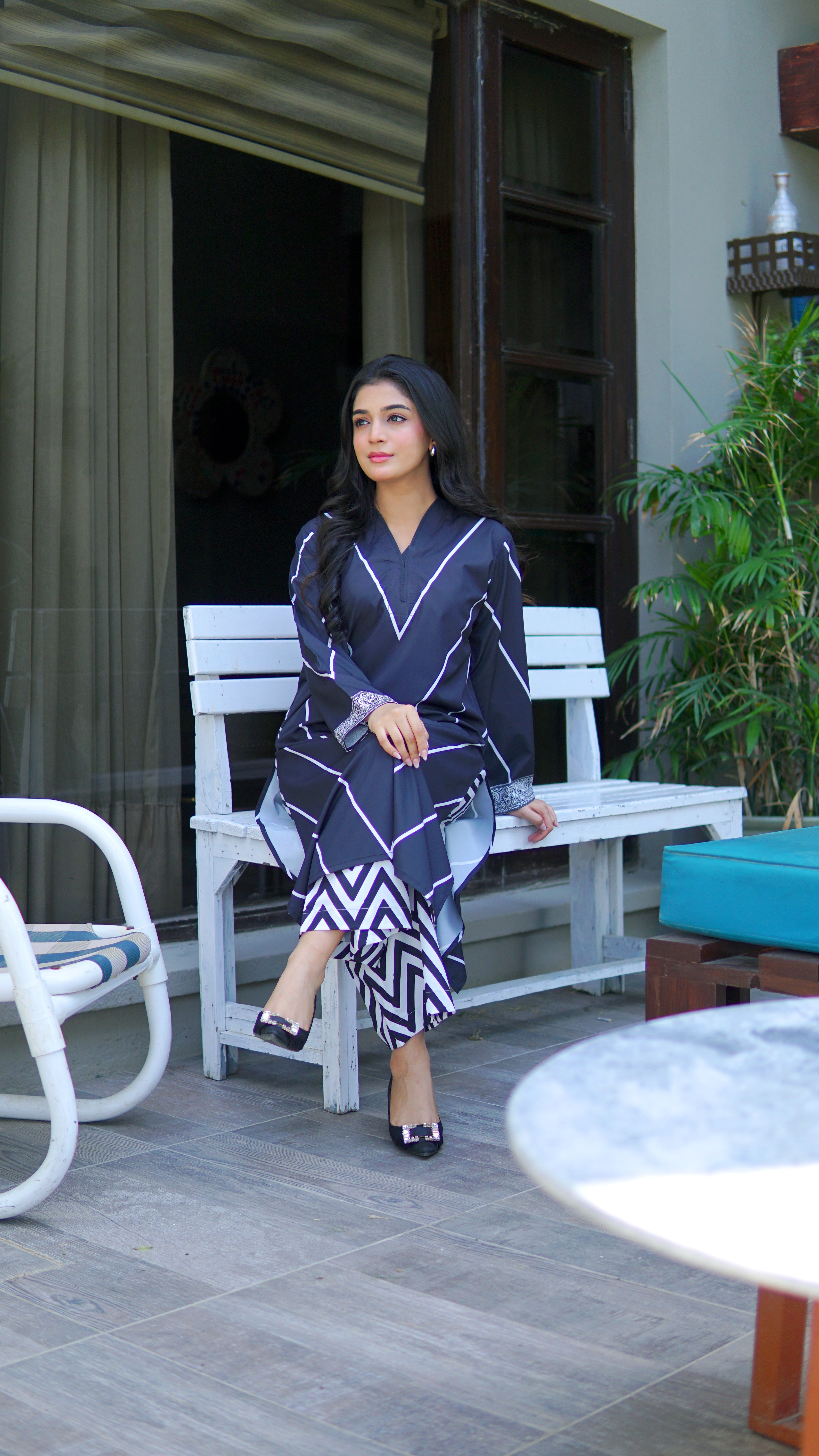 Dhaga Stitched 2 Piece Solids Crepe Summer Collection'2025-Charcoal