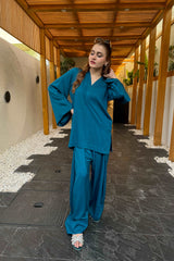 Zaman By MNM Stitched 2 Piece Winter Pret Collection'2024-Teal Farshi