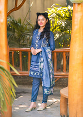 Manzar By Al Harir Stitched 3 Piece Kids Summer Suit-AH017-NAVY BLUE
