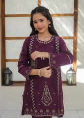 Khanak Stitched Kids-Plum Purple Gharara Suit KST 142