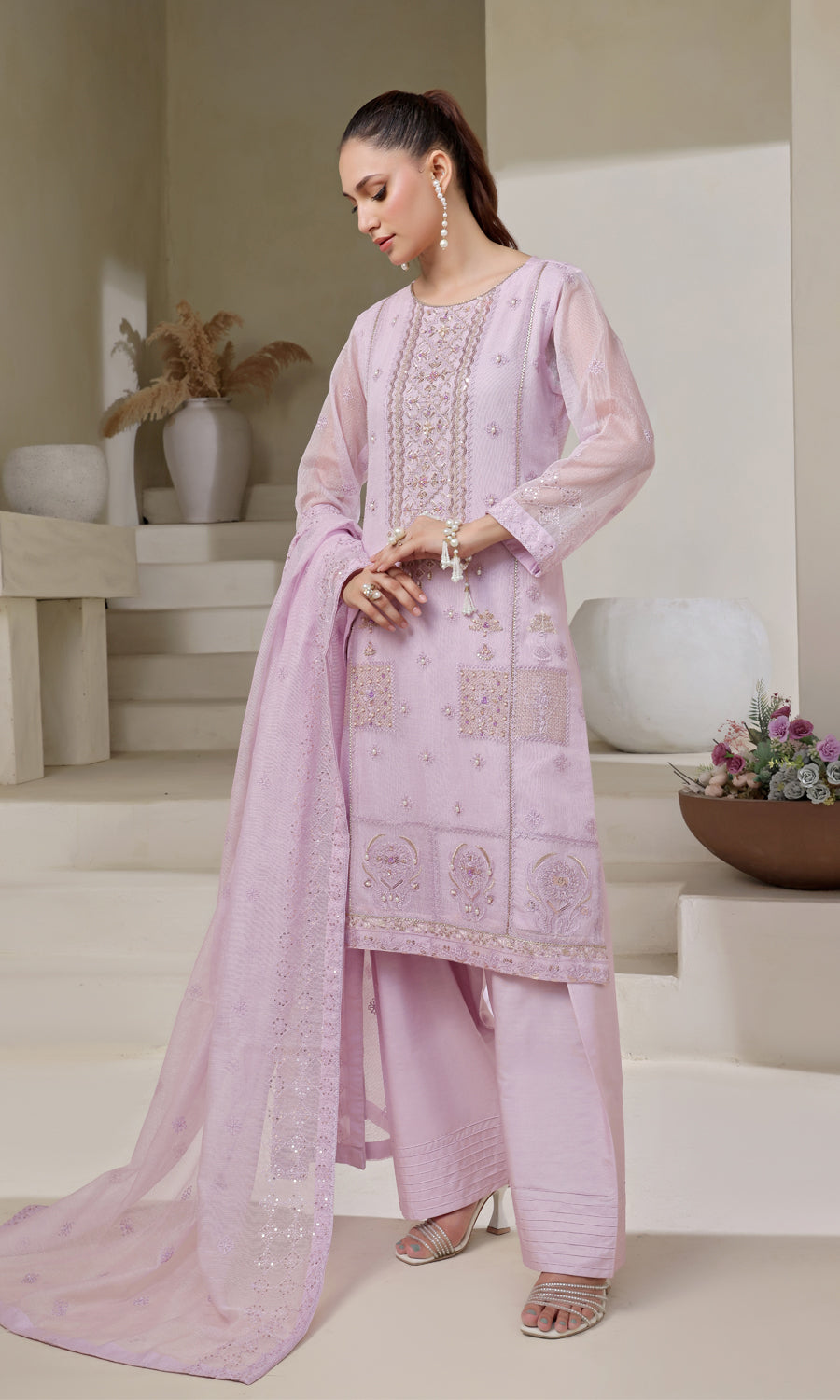 Shamooz Stitched 3 Piece Luxury Festive Eid Collection'2025-Lavender SE-012