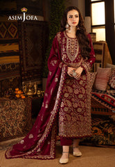 Asim Jofa Kashmiri Taanka - Embroidered Shawl collection Ajkt-08 Embroidered Self Twill 3 Pcs