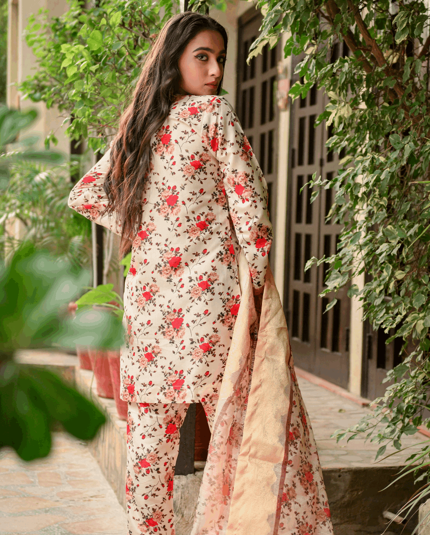 Florals & Printed By Hadar Official Stitched 3 Piece Lawn Collection-Juno - 3 PC printed