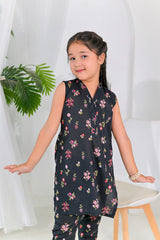 Silcot Stitched Co Ords Kids Summer Lawn Suit-Noir Floral Breeze