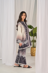 Yaaqot Stitched 2 Piece Lawn Collection-Ebony Greyish