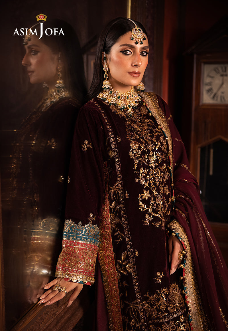 Asim Jofa Designers Limited Edition Ajmmd-09 Embroidered Velvet 3 Pcs