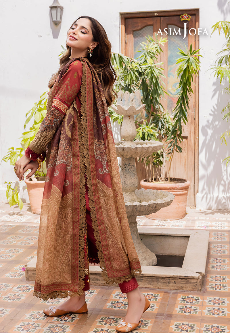Asim Jofa Rania Pre-Winter '23 Ajrw-01 Embroidered Premium Winter Cotton 3 Pcs