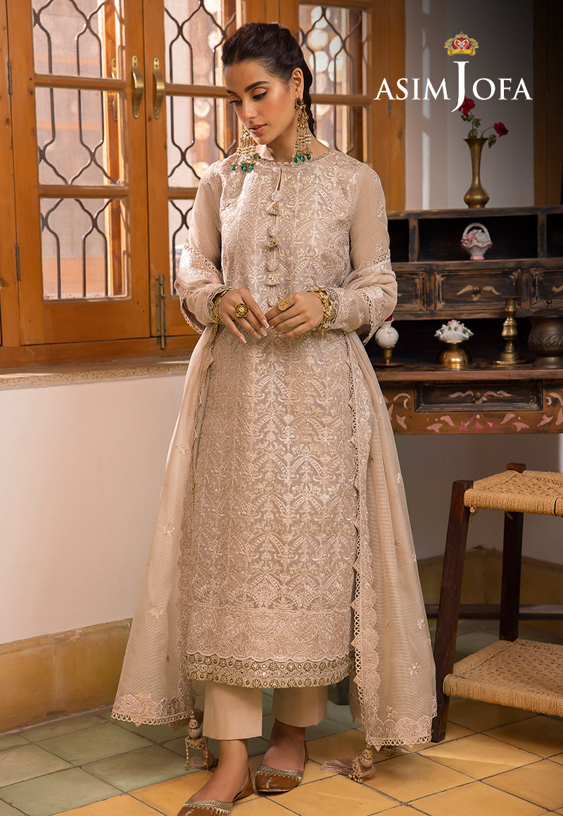 Asim Jofa Shadow Work '23 Ajsw-21 Embroidered Cotton Net 3 Pcs