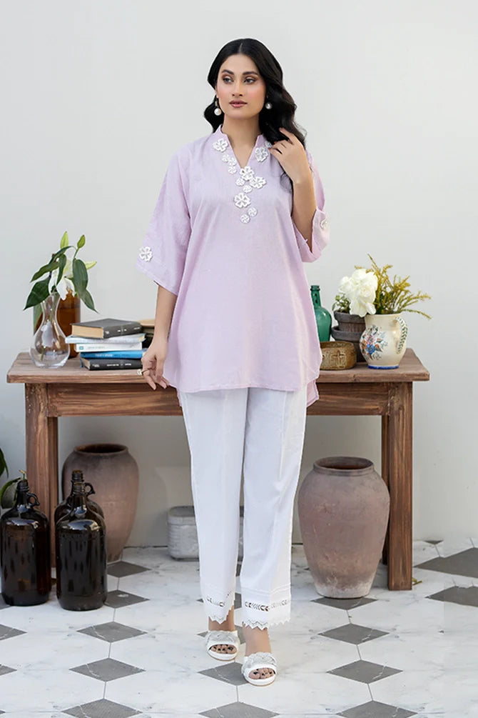 Everyday Edit By La Rosaa Stitched Vol-01 Collection'2024-LEE-24-01 Lilac - 1Pc