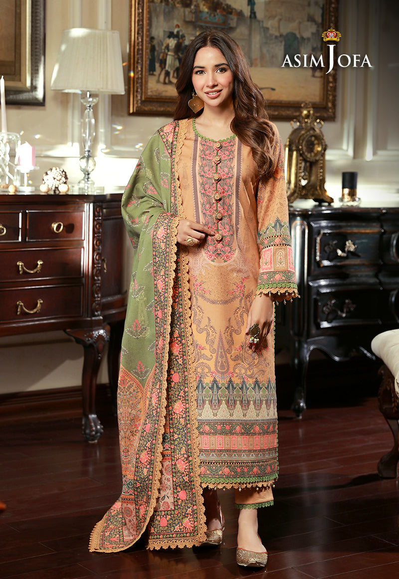 Asim Jofa Aira & Asra Pret Ajawp-12 Printed Karandi Stitched 3 Pcs