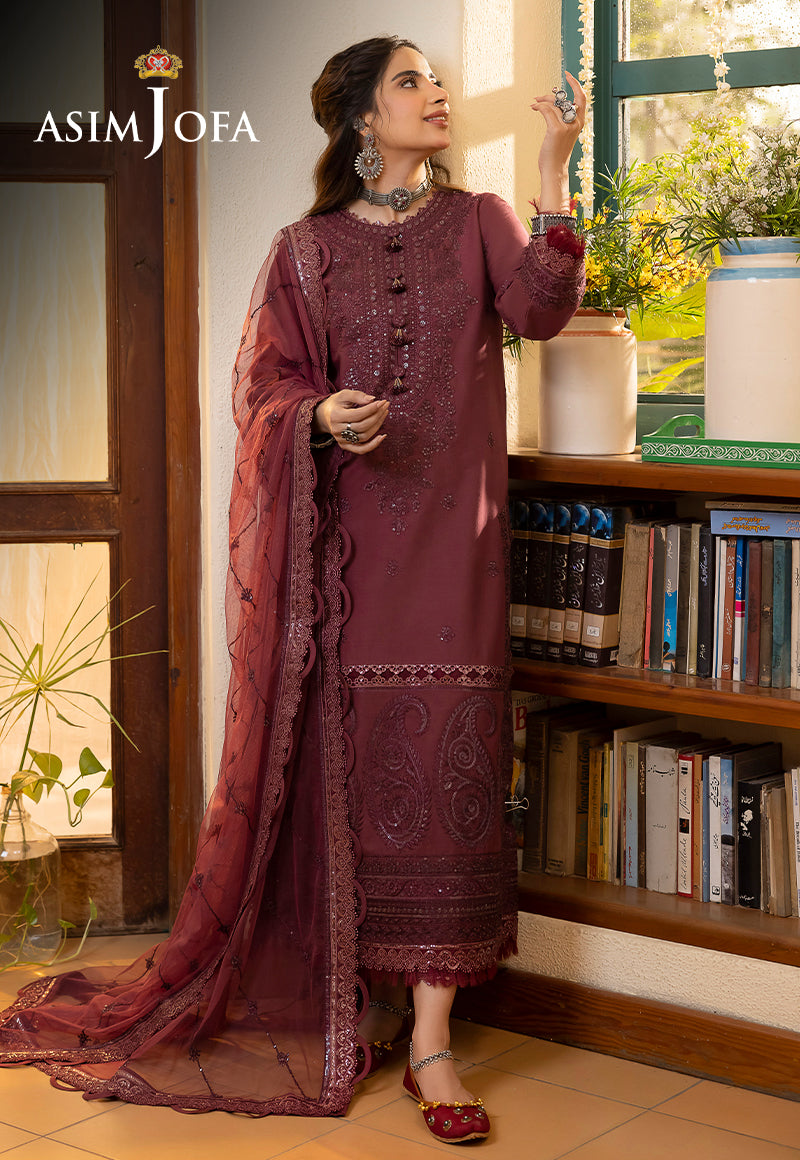 Asim Jofa Shadow Work '23 Ajsw-10 Embroidered Lawn Silk 3 Pcs