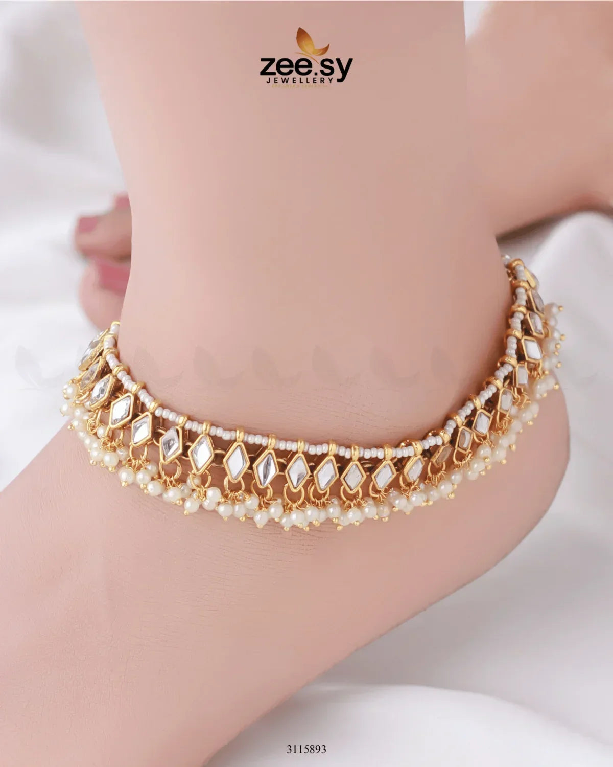 Merlino Anklets Golden White - Zeesy Jewellery