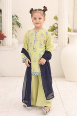Guldasta By Shanzey Stitched 3 Piece Printed Cotton Suit-SHK-7001-Mint