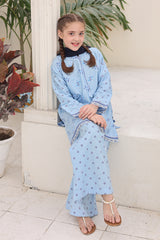 Guldasta By Shanzey Stitched 3 Piece Printed Cotton Suit-SHK-7002-Sky Blue