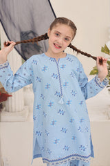 Guldasta By Shanzey Stitched 3 Piece Printed Cotton Suit-SHK-7002-Sky Blue