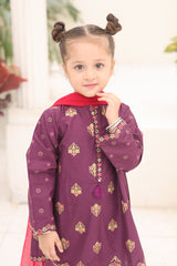 Guldasta By Shanzey Stitched 3 Piece Printed Cotton Suit-SHK-7003-Purple