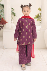 Guldasta By Shanzey Stitched 3 Piece Printed Cotton Suit-SHK-7003-Purple