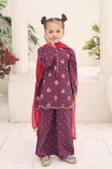 Guldasta By Shanzey Stitched 3 Piece Printed Cotton Suit-SHK-7003-Purple