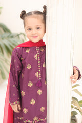 Guldasta By Shanzey Stitched 3 Piece Printed Cotton Suit-SHK-7003-Purple