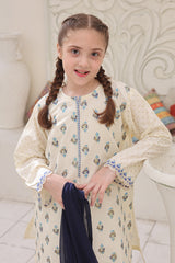 Guldasta By Shanzey Stitched 3 Piece Printed Cotton Suit-SHK-7005-Off White