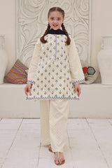 Guldasta By Shanzey Stitched 3 Piece Printed Cotton Suit-SHK-7005-Off White