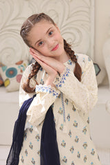 Guldasta By Shanzey Stitched 3 Piece Printed Cotton Suit-SHK-7005-Off White