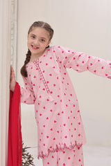 Guldasta By Shanzey Stitched 3 Piece Printed Cotton Suit-SHK-7006-Pink