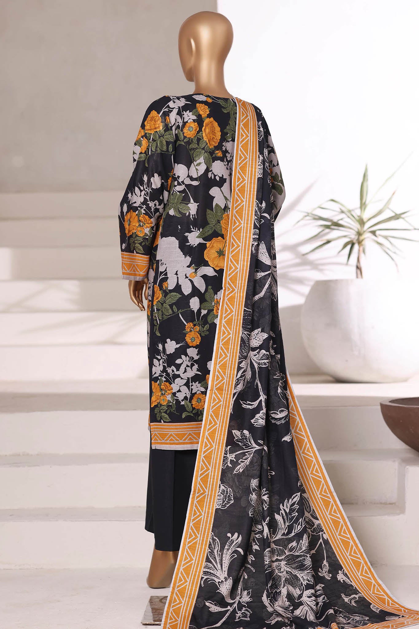 Sada Bahar Stitched 3 Piece Printed Khaddar Vol-02 Collection'2025-KD-PR-7045-Black