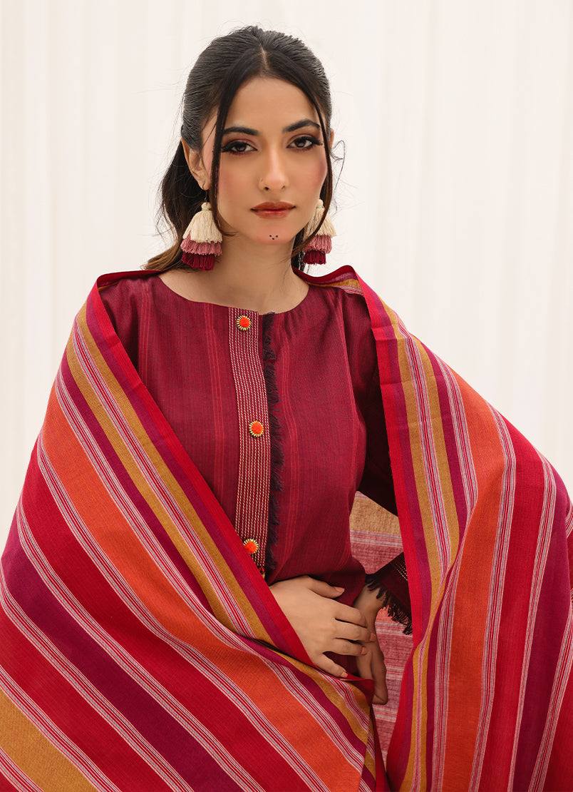 Zlooms 3 Pc Yarn Dyed Unstitched Suit - ZL25-C10-06