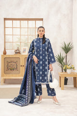 Meerak 3 Piece Emb Khaddar Suit-Aztec Ivory