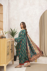 Meerak 3 Piece Emb Khaddar Suit-Meadow
