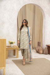 Meerak 3 Piece Emb Khaddar Suit-Frost Flower